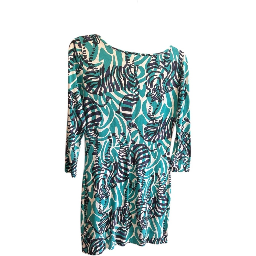 Lilly Pulitzer Marlowe Pima cotton turquoise white navy blue white zebras Sz XS - Picture 3 of 8